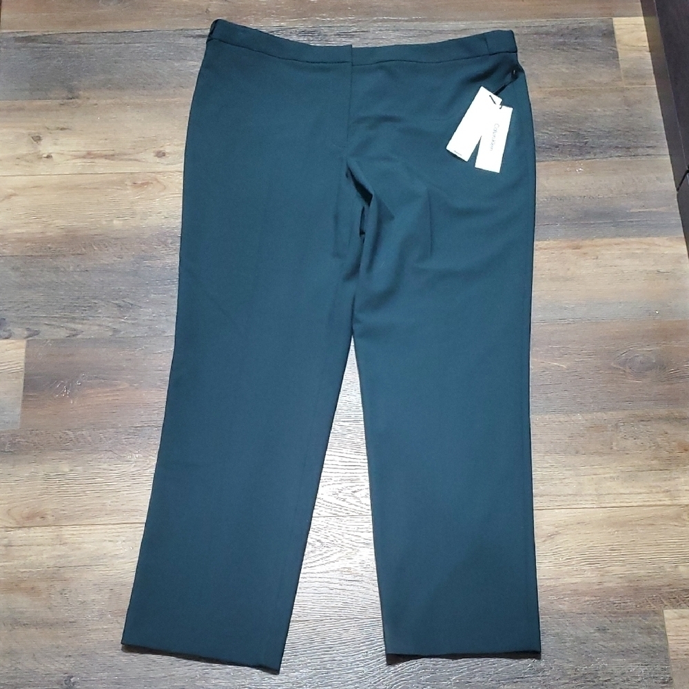 Calvin Klein Dark Green Trousers Highline Ankle Length Tapered Leg